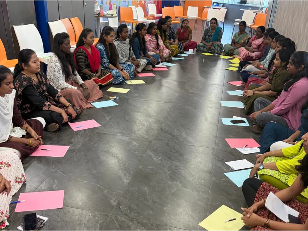 A workplace well-being session in progress